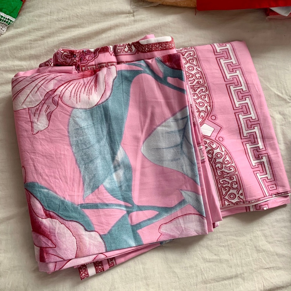 Florally Pink South Asian Bedding w/ pillow covers